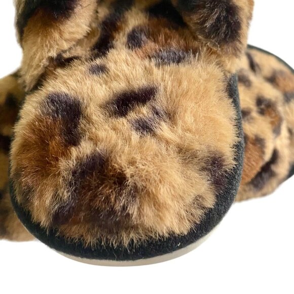 Fuzzy Cross Band Animal Print Open Toe Slippers Memory Foam Women's Medium 7-8 - Picture 6 of 11